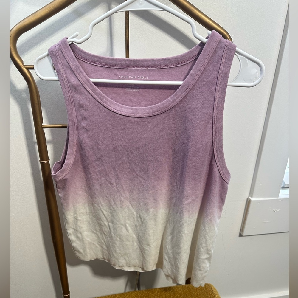 American Eagle Purple and White Ombre Women's Cropped Tank Top Size Medium EUC